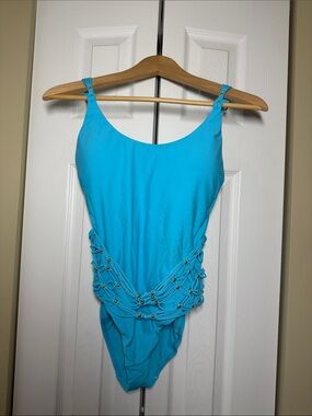 KAI - Beaded Blue One Piece Swimsuit NWT Size M